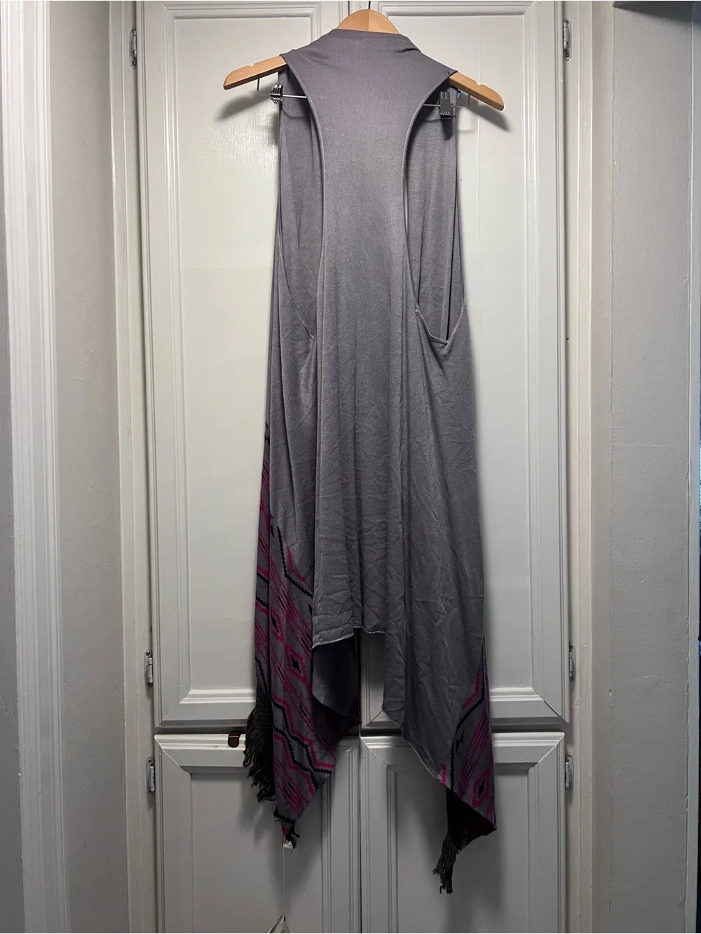 NWT Aratta Eloise Knit Frayed Fringe Trim Long Vest Bohemian Boho One Size OS